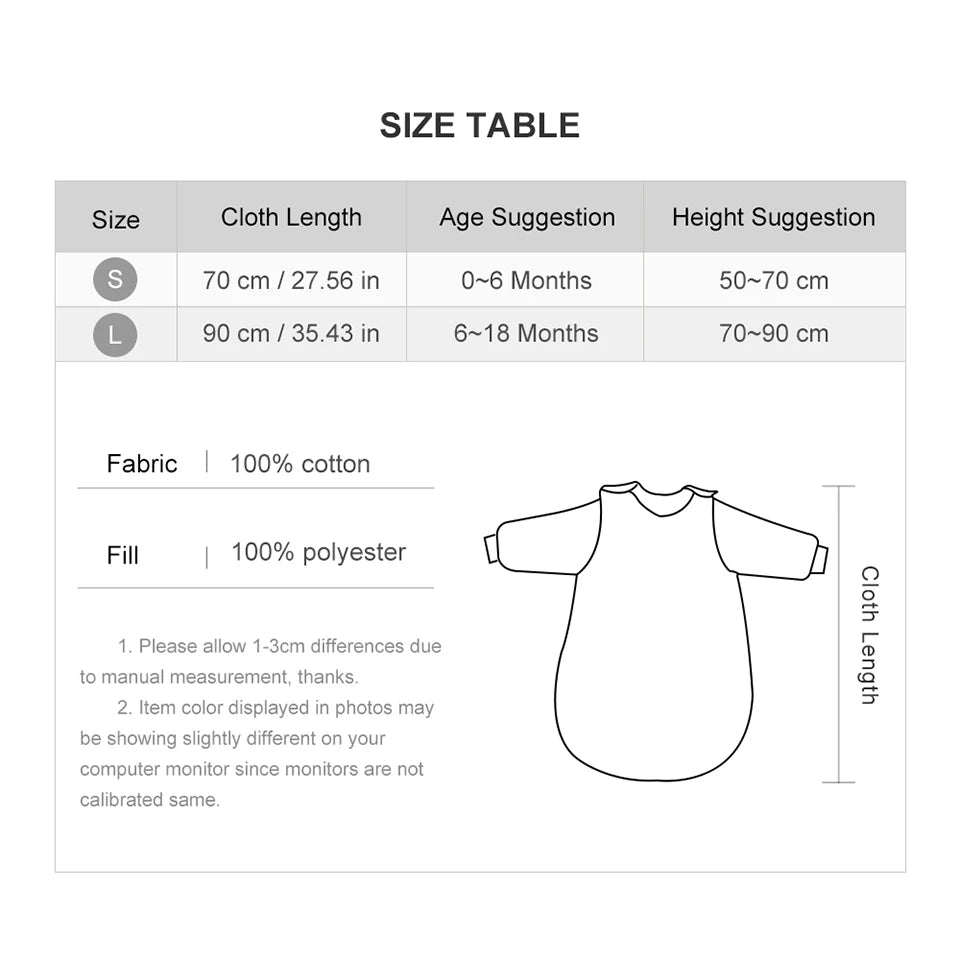 Sac de Nuit Bébé Hiver - Dinosaure Mignon avec Manches Amovibles