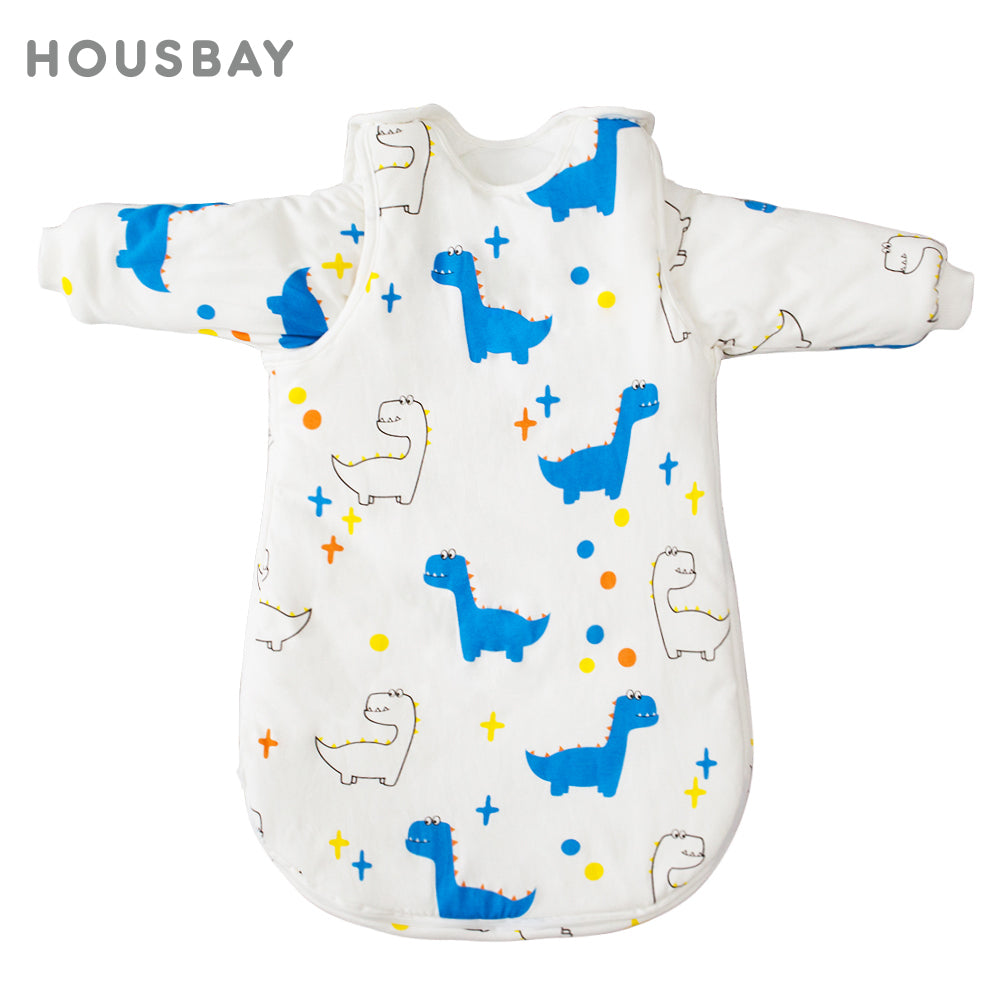 Sac de Nuit Bébé Hiver - Dinosaure Mignon avec Manches Amovibles