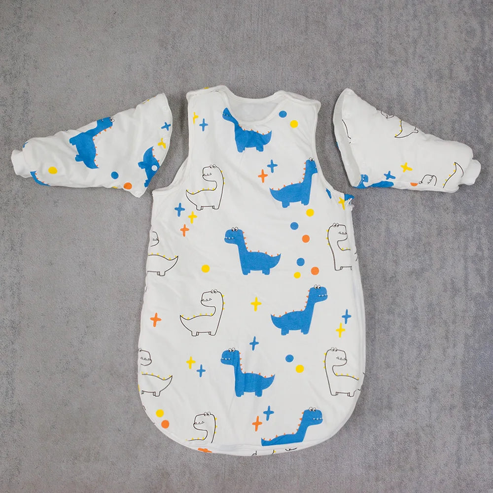 Sac de Nuit Bébé Hiver - Dinosaure Mignon avec Manches Amovibles