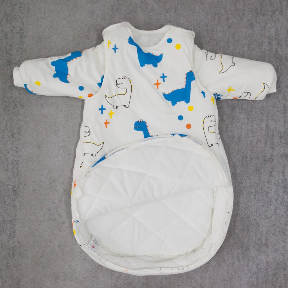 Sac de Nuit Bébé Hiver - Dinosaure Mignon avec Manches Amovibles