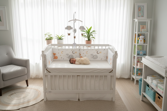 Chambre avec pare-chocs motif tressé