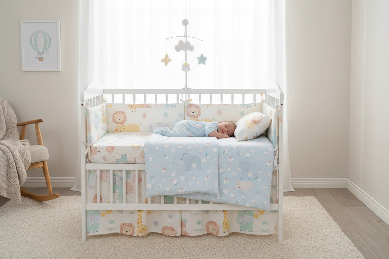 Chambre de bébé avec ensemble literie complet